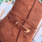 BROWN BUCKLE ANKLE BOOTS
