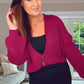 MAGENTA BUTTON CROPPED CARDIGAN