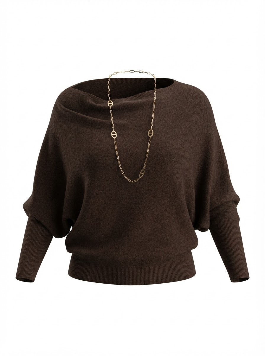 OFF SHOULDER BROWN JUMPER
