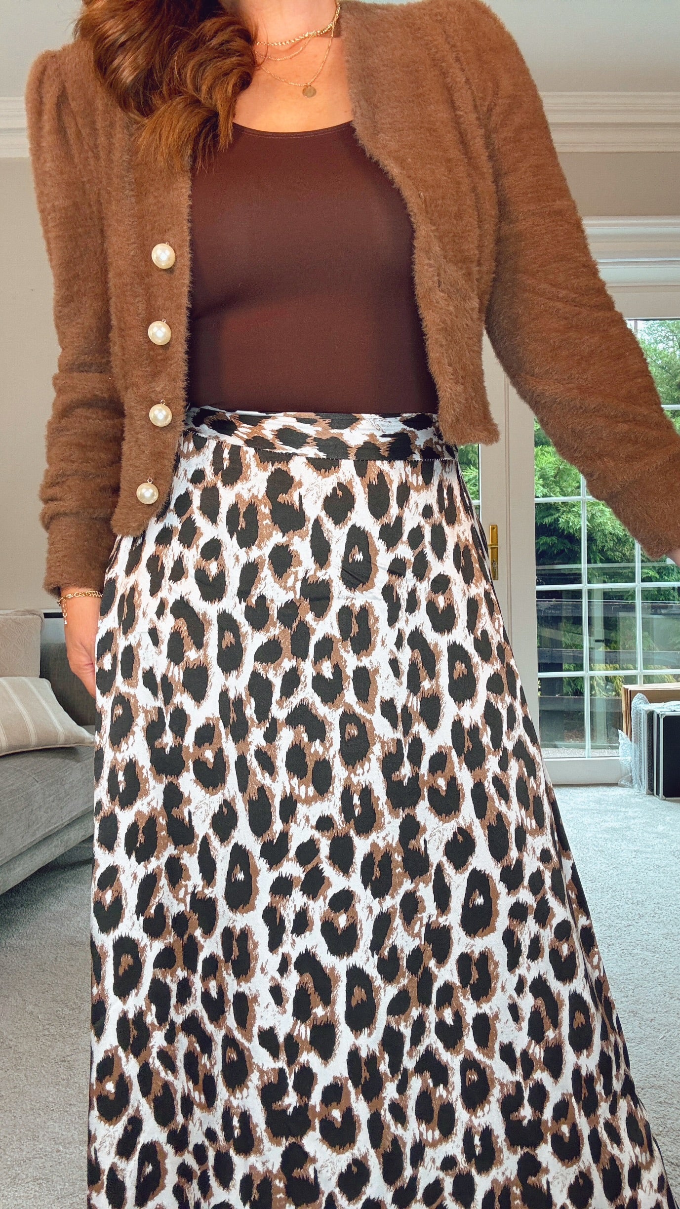 TAN LEOPARD PRINT SKIRT