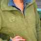 KHAKI OVERSIZED FLEECE HALF ZIP