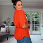 CORAL 100% LINEN BUTTON BATWING BELTED SHIRT