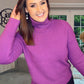 PURPLE CASHMERE MIX POLO NECK with pearl cuff detail