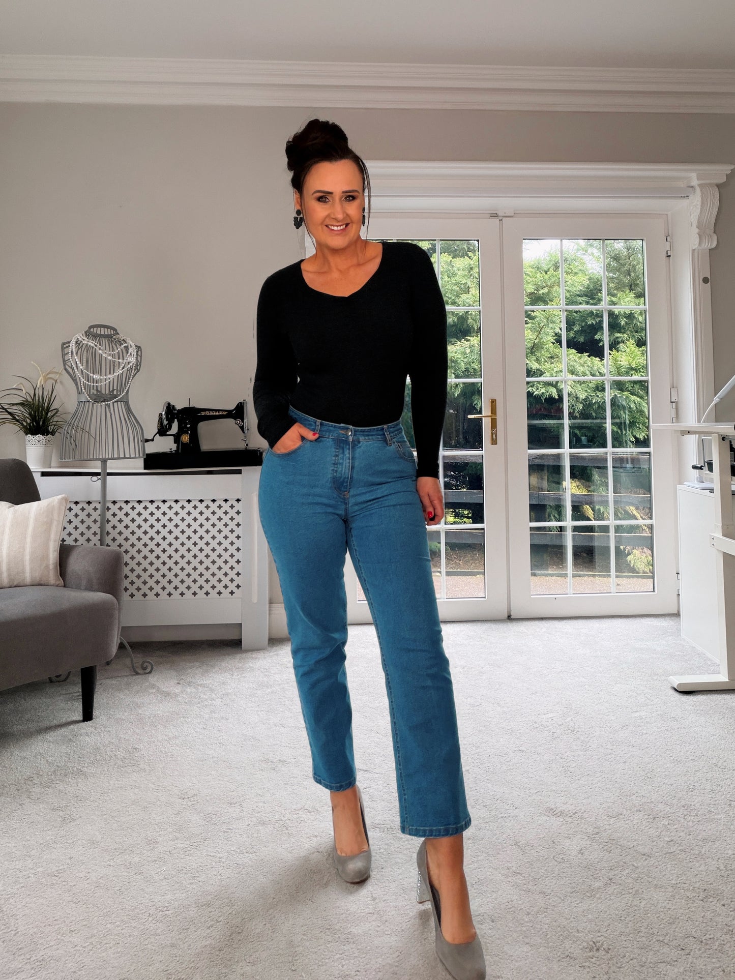 CHARCOAL GREY LONG SLEEVE BODYSUIT