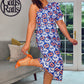 BLUE & ORANGE PATTERN ONE SHOULDER DRESS