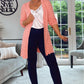 PEACH/CORAL SCALLOPED DETAIL CARDIGAN with belt