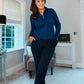 NAVY KNIT ZIP TOP