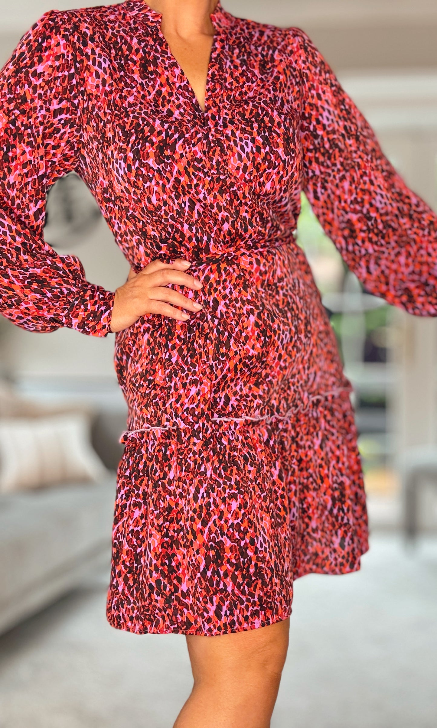 Coral and Red Leopard Print DRESS