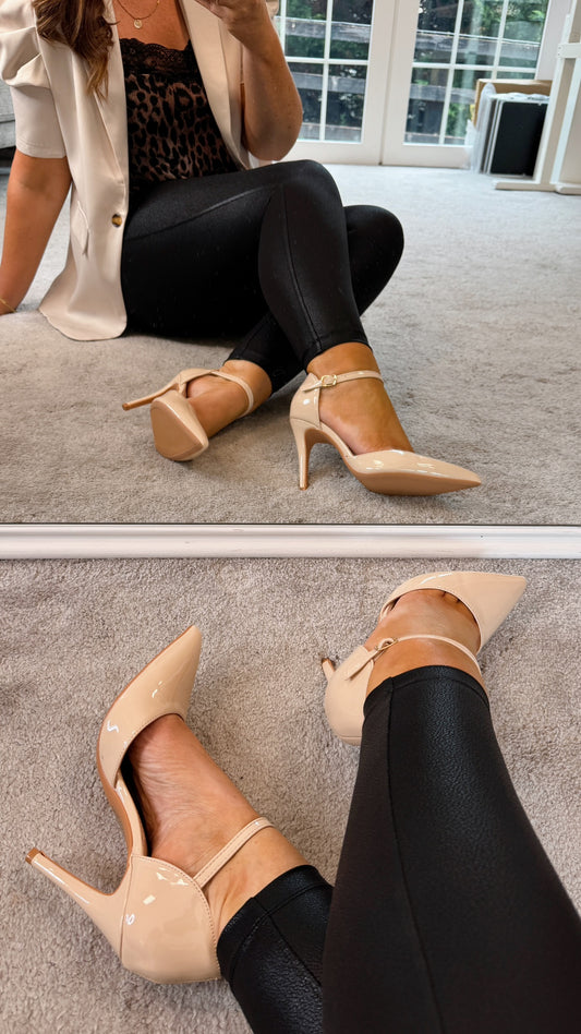 CREAM BLUSH HEEL WITH ANKLE STRAP