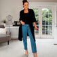 BLACK MID LENGTH KNIT COATIGAN