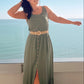 KHAKI BUTTON SUN DRESS with belt