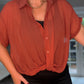 RUST CHIFFON BLOUSE with twist deatil front