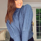 BLUE BALLOON SLEEVE POLONECK QUALITY KNIT JUMPER