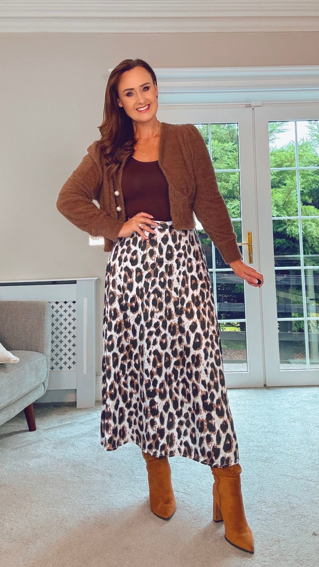 TAN LEOPARD PRINT SKIRT