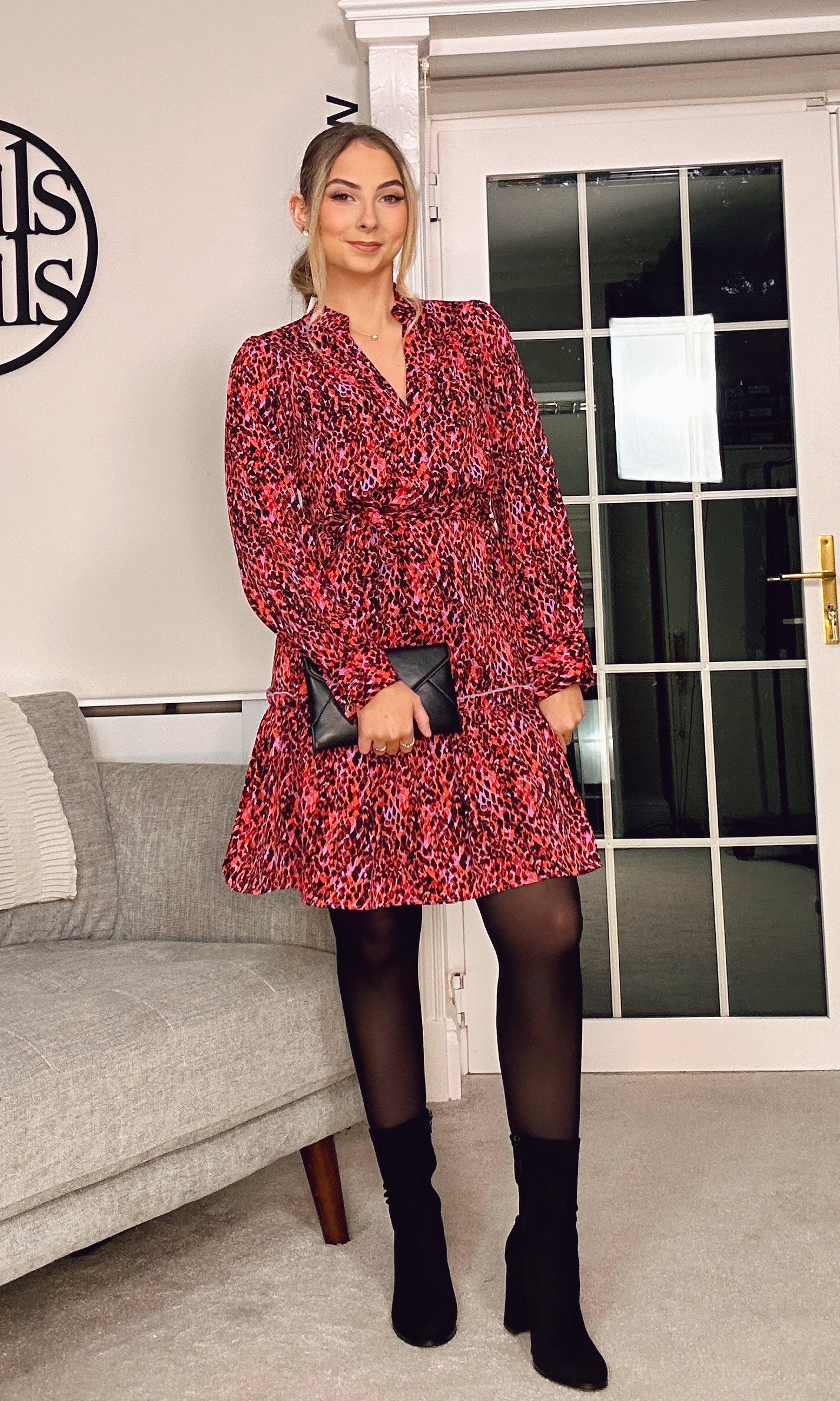 Coral and Red Leopard Print DRESS