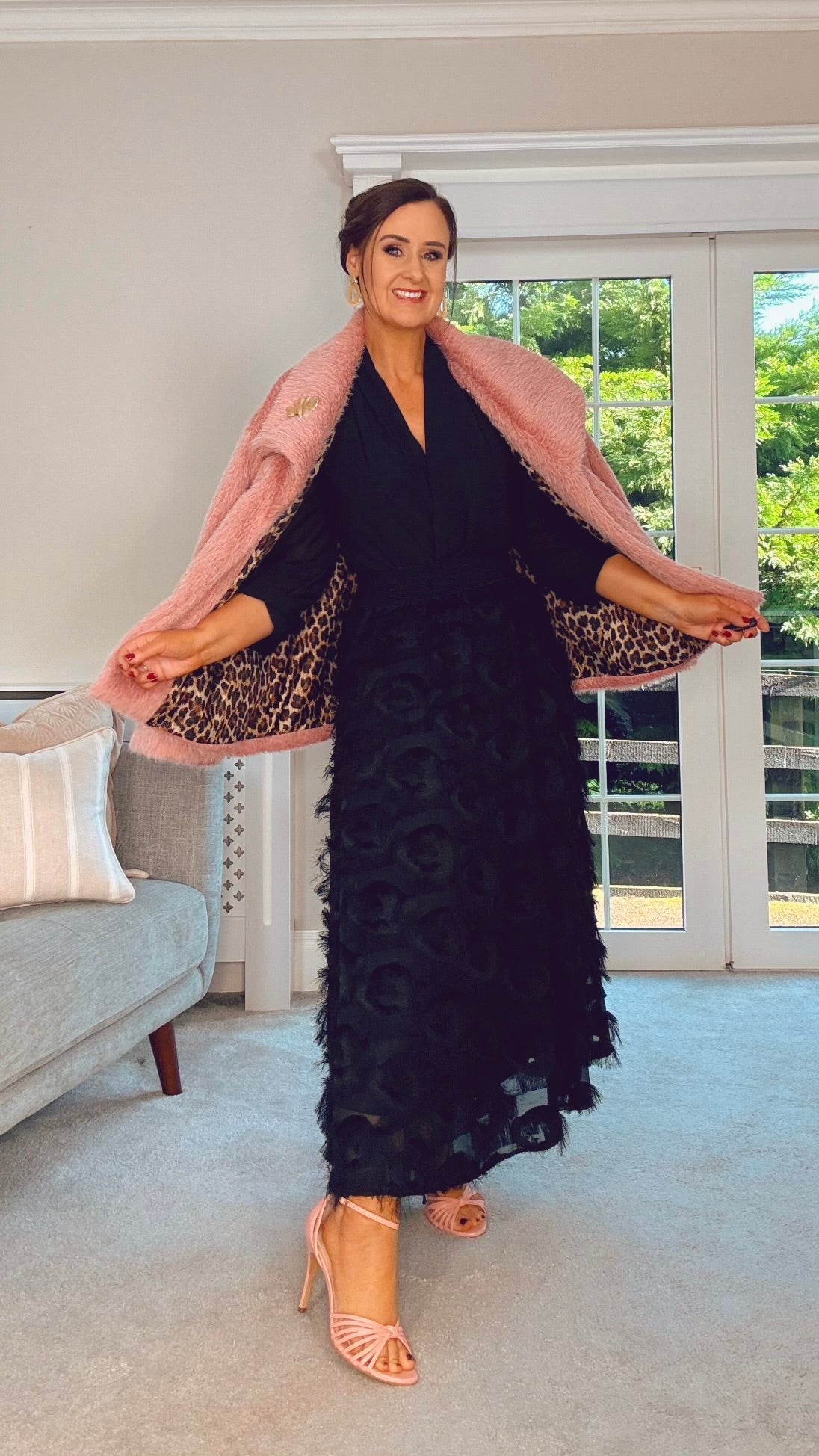 BLACK FRINGE / FEATHER MAXI SKIRT