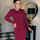 BURGUNDY SPECIAL OCCASION DRAPE MAXI DRESS