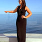 SENSS BLACK RIBBED MAXI DRESS