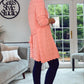 PEACH/CORAL SCALLOPED DETAIL CARDIGAN with belt