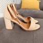 CREAM BLOCK HEEL SANDALS