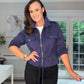 SENSS NAVY ZIP TIE WAIST JACKET