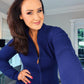 NAVY KNIT ZIP TOP