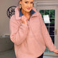 PINK OVERSIZED FLEECE HALF ZIP