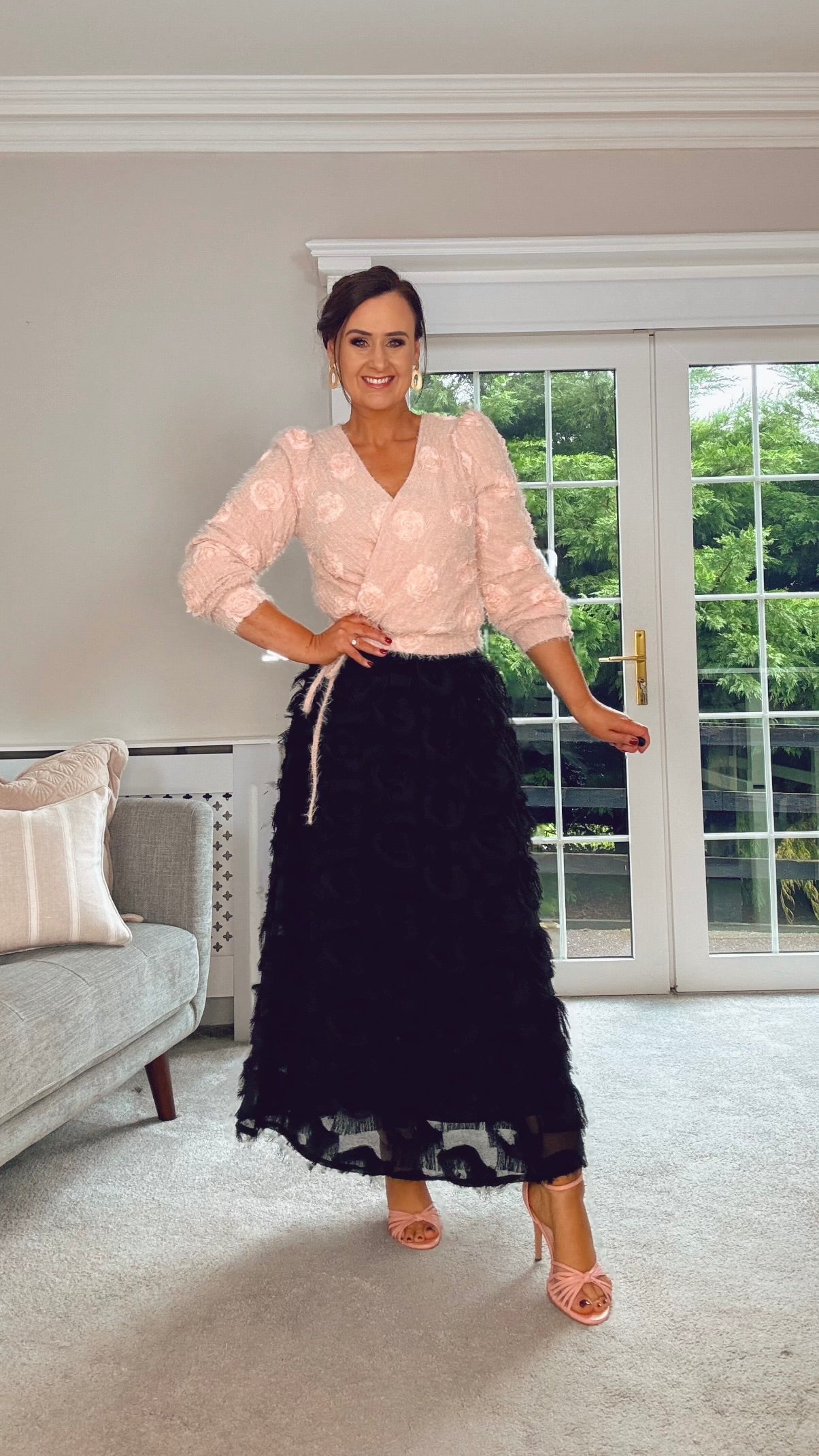 PINK TEXTURED WRAP TOP