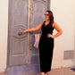 SENSS BLACK RIBBED MAXI DRESS