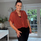 RUST CHIFFON BLOUSE with twist deatil front