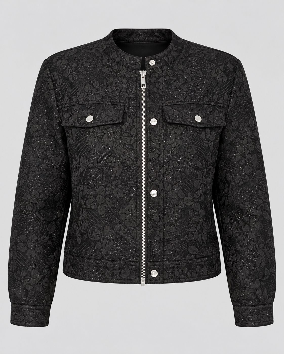 BLACK JACQUARD BOMBER JACKET