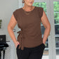 BROWN SIDE TIE DETAILED BLOUSE