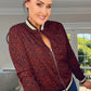 RUST LEOPARD PRINT BOMBER