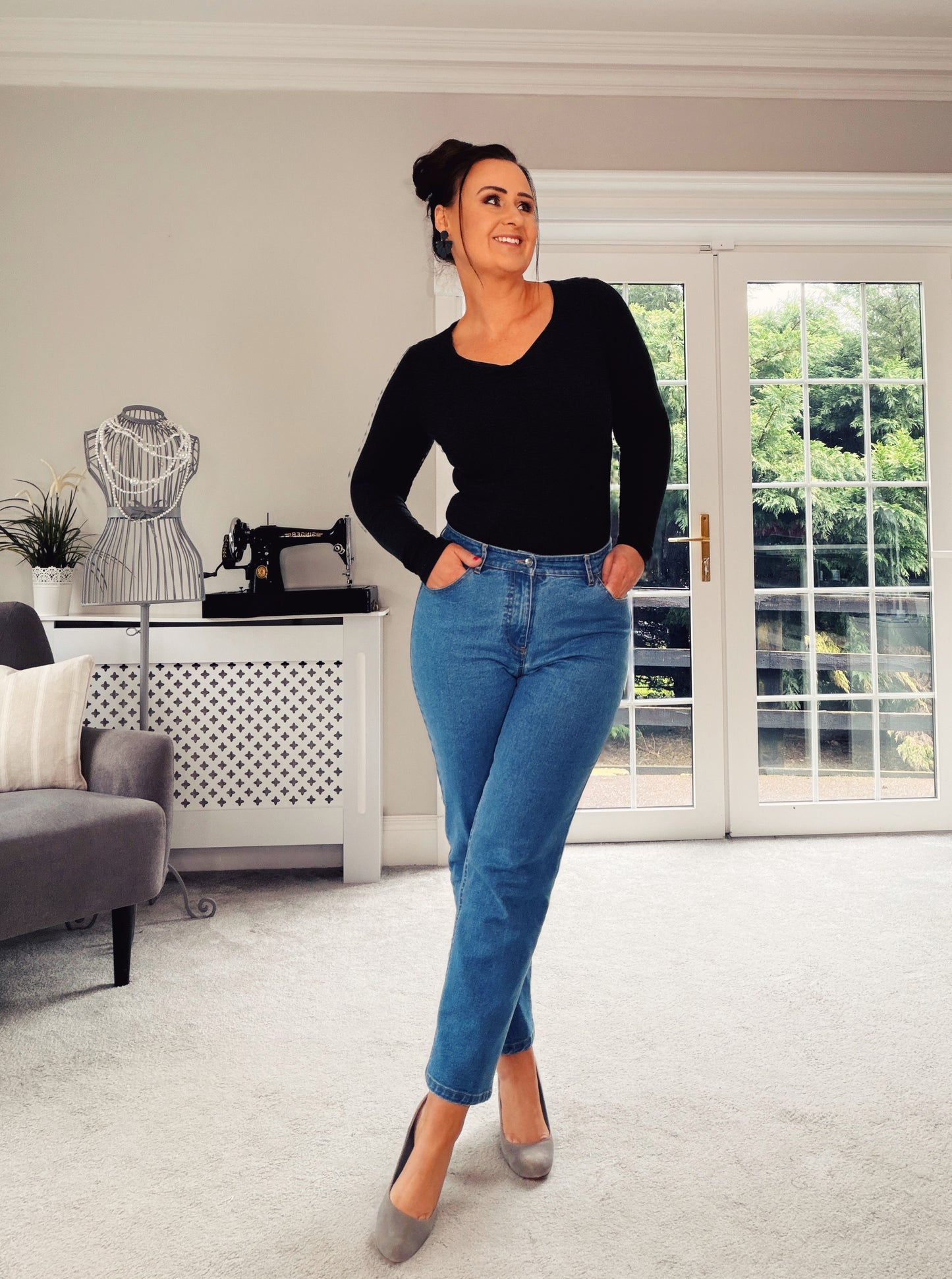 CHARCOAL GREY LONG SLEEVE BODYSUIT