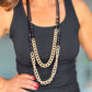 GOLD AND BLACK DOUBLE LAYER LONG NECKLACE