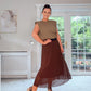 BROWN PLEATED SKIRT
