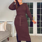 BROWN JUMPER DRESS with belt