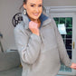 GREY OVERSIZED FLEECE HALF ZIP