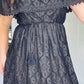 BLACK HIGH LOW HEM SPECIAL OCCASION OFF SHOULDER LACE DRESS