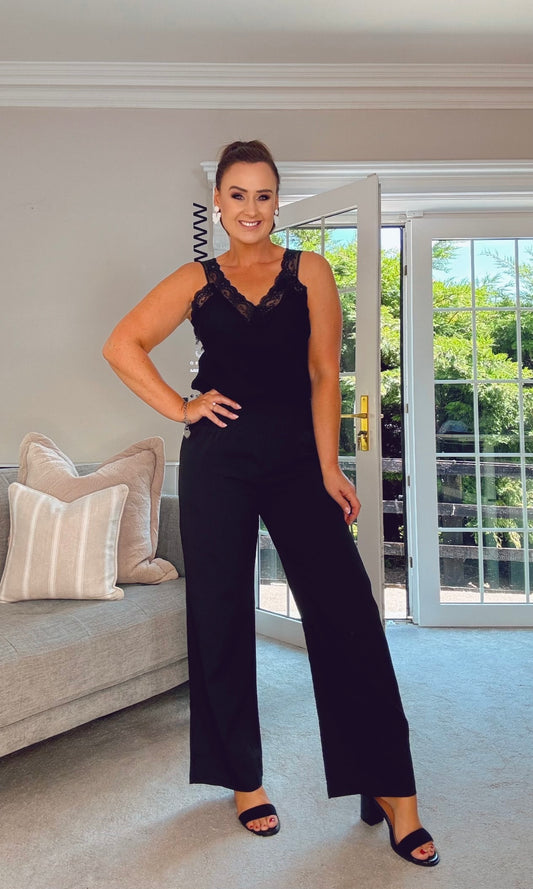 BLACK WIDE LEG TROUSERS