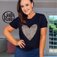 BLACK T-SHIRT with LEOPARD LOVE HEART