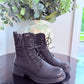 BLACK LACE UP BIKER BOOTS