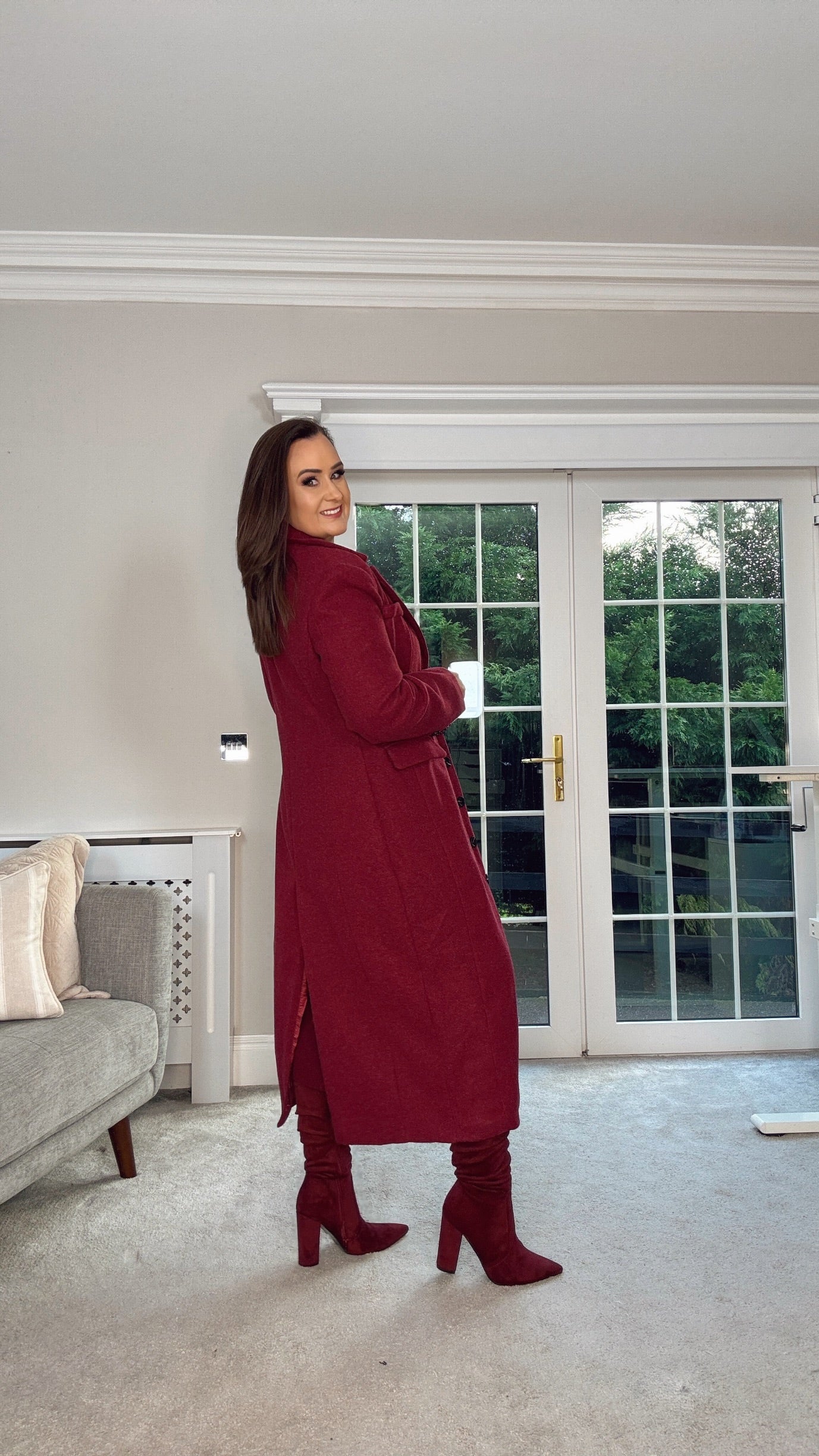 BURGUNDY LONG WINTER COAT
