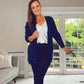 NAVY TIE WAIST QUALITY CARDIGAN