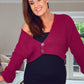 MAGENTA BUTTON CROPPED CARDIGAN