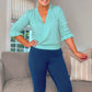 BABY BLUE MOCK WRAP FRILL CUFF FINE KNIT