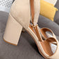 CREAM BLOCK HEEL SANDALS