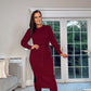 BURGUNDY LONG JUMPER DRESS with belt