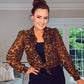 LEOPARD PRINT BLOUSE with exaggerated shoulder