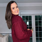 BURGUNDY CHUNKY KNIT with ARM BUTTON DETAIL